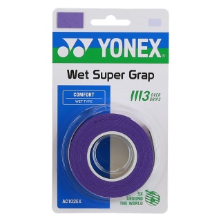 Yonex Overgrip Wet Super Grap 0.6mm (Comfort/smooth/lightly adhesive) purple 3-pack